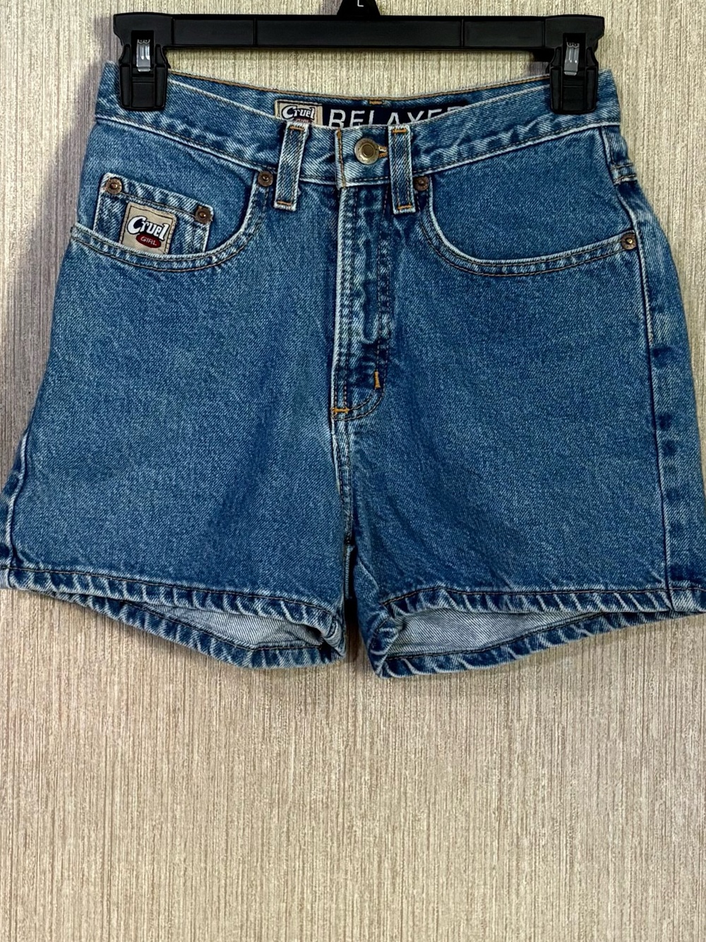 Cruel Girl Blue Relaxed High-Rise Jean Shorts